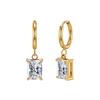 HTKE09 316L Stainless Steel Rectangle Cubic Zirconia Dangle Huggie Earring Hypoallergenic Radiant Cut CZ Drop Earrings for Women