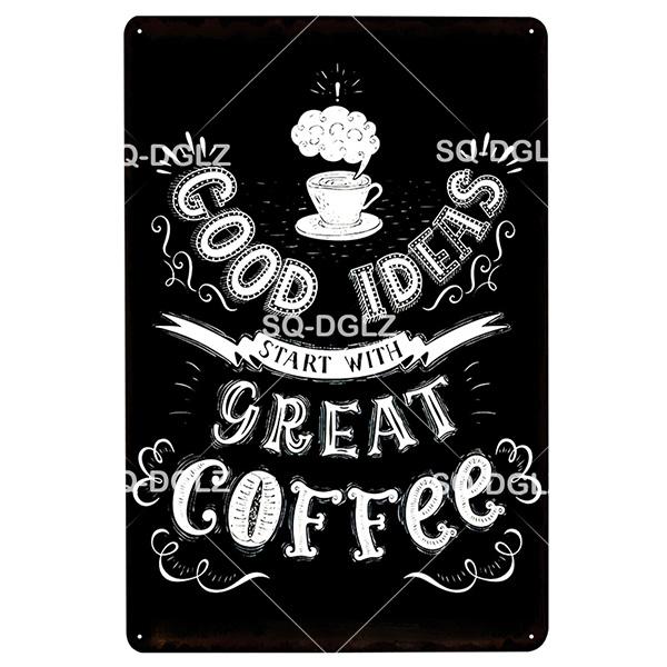 [SQ-DGLZ]Coffee Metal Sign Vintage Metal Plaque Plate Decor For Pub Bar Wall Decor Tin Signs Retro Cafe Poster Coffee Shop