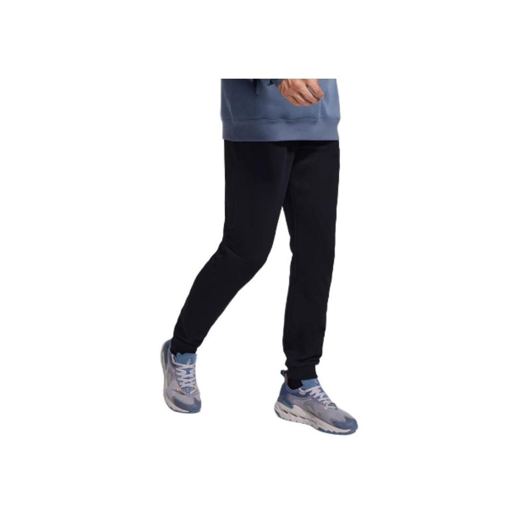 Li Ning Fitness Series Logo Print Cuffed Long Casual Knitted Sports Pants Men Pants Black AKLTC17-1