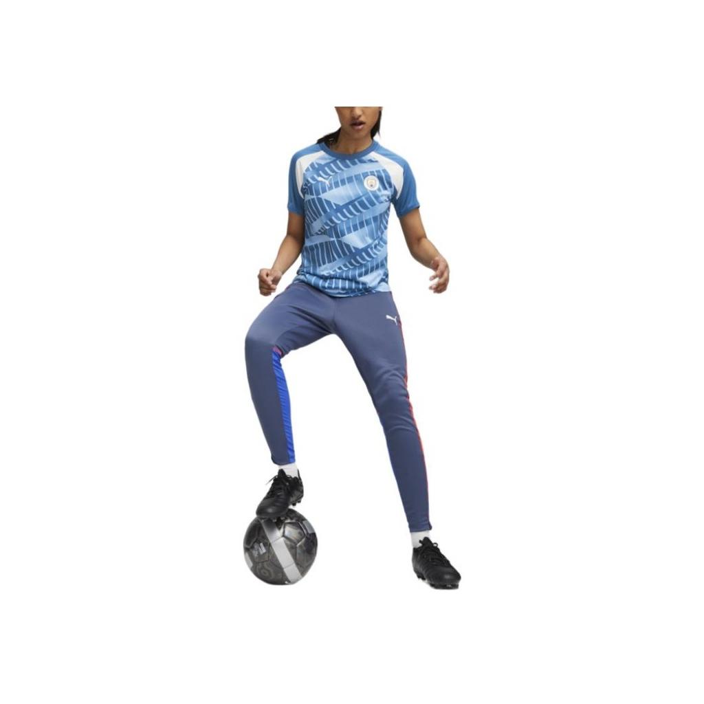 Puma Manchester City Pre-Match Jersey Round Neck Pullover Comfortable Short Sleeve Football Shirt Women tops Blue 772852-10