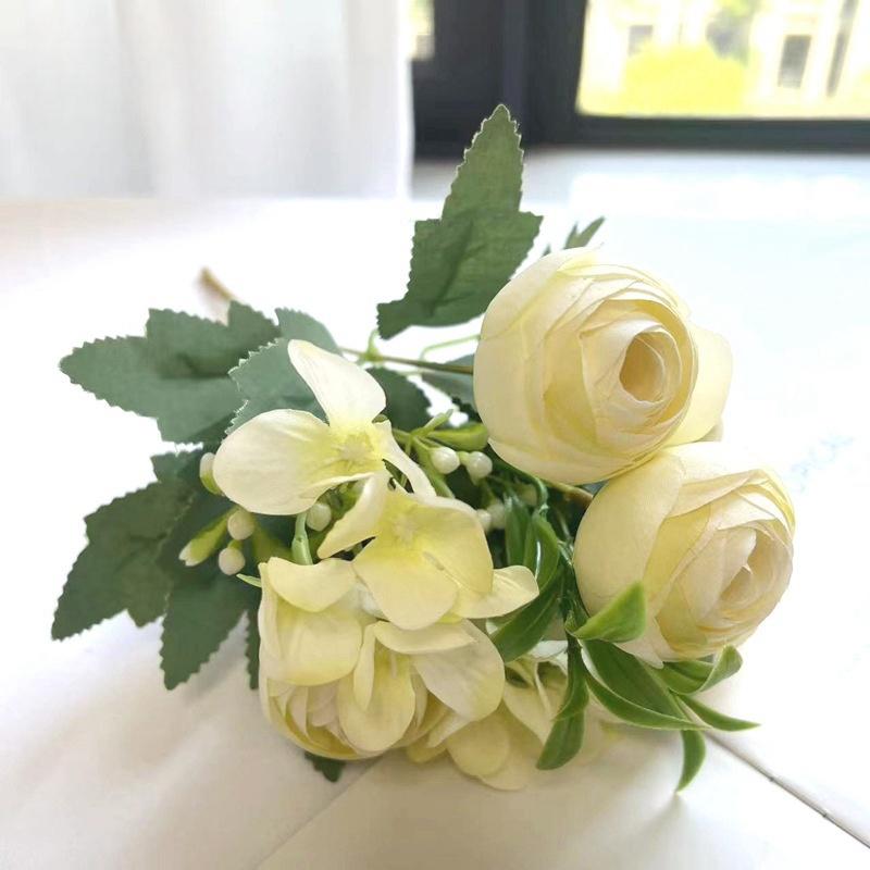 Nordic Rose Spring  Tea Bud Embroidered Ball Small Handle Flower Simulated Flower Silk Flower Wedding Photography Home Decoration Hand-held Flower