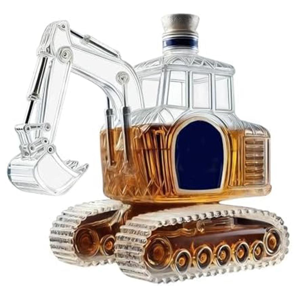 Excavator Shaped Glass Whiskey Decanter Glass Liquor Decanter Novelty Wine Bottle Gifts for Men Dad Husband Boyfriend