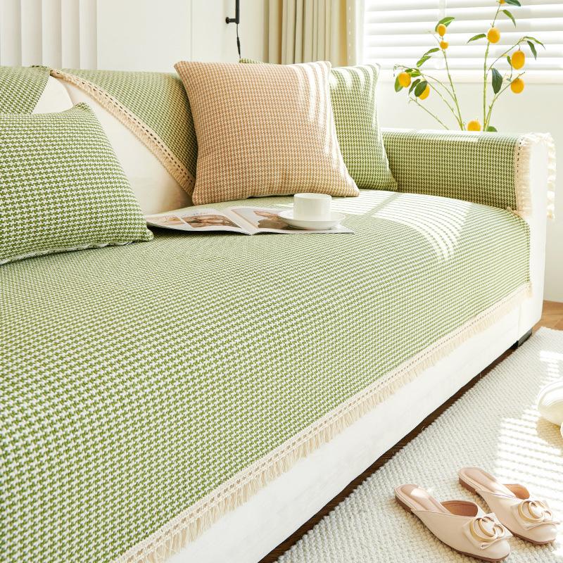 Cotton Linen Sofa Cushion Four Seasons Universal Simple Modern Anti Slip Tape Sofa Cover Backrest Towel 70*70