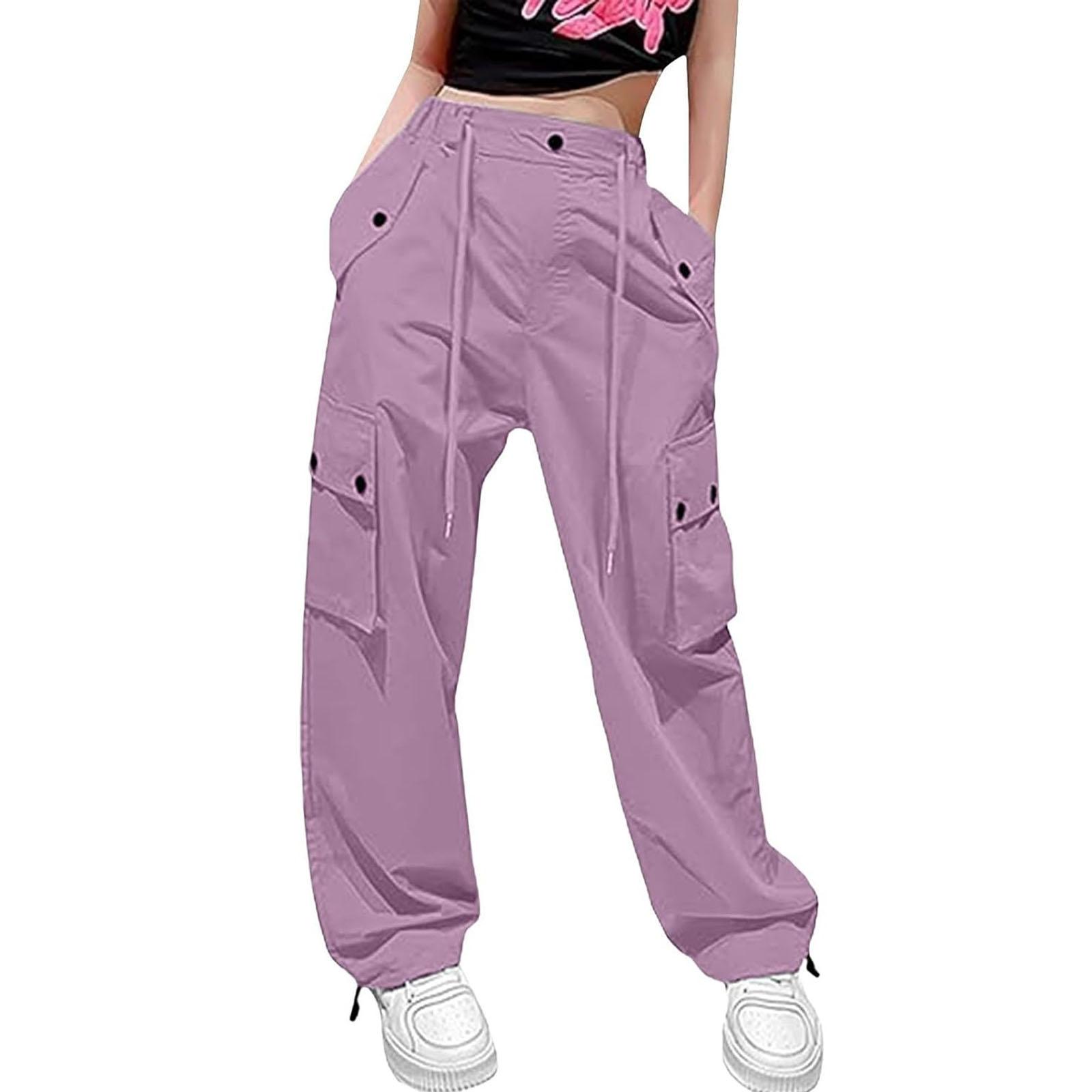 

Women Elastic High Waist Pant Casual Fit Wide Leg Long Pants Trousers With Pockets XL синій