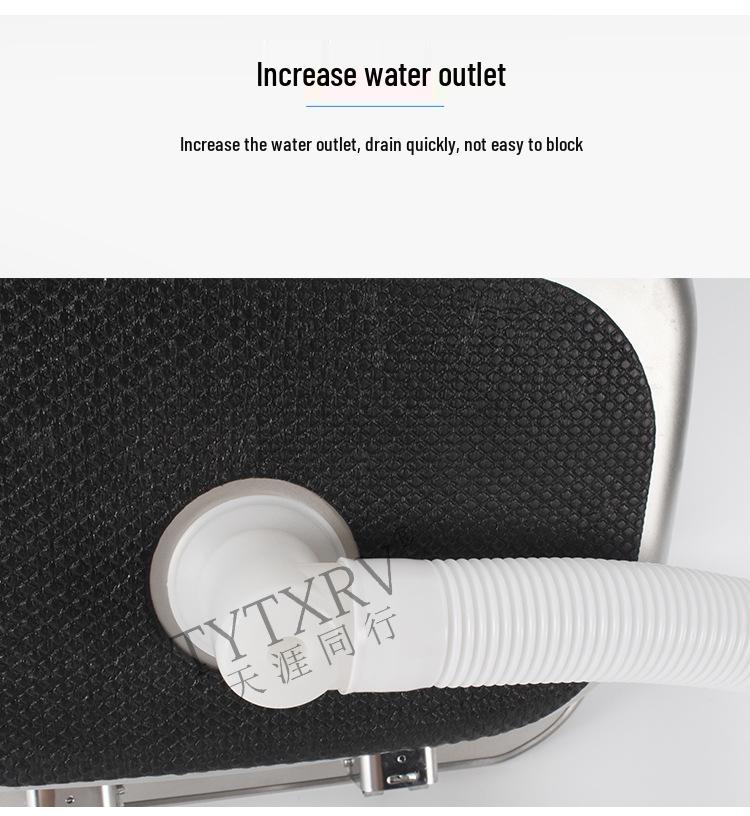 Folding RV Stainless Steel Sink with Lid for Kitchen and Vegetable Washing