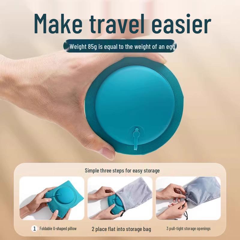 Inflatable U-Shaped Travel Neck Pillow for Airplanes & Trains