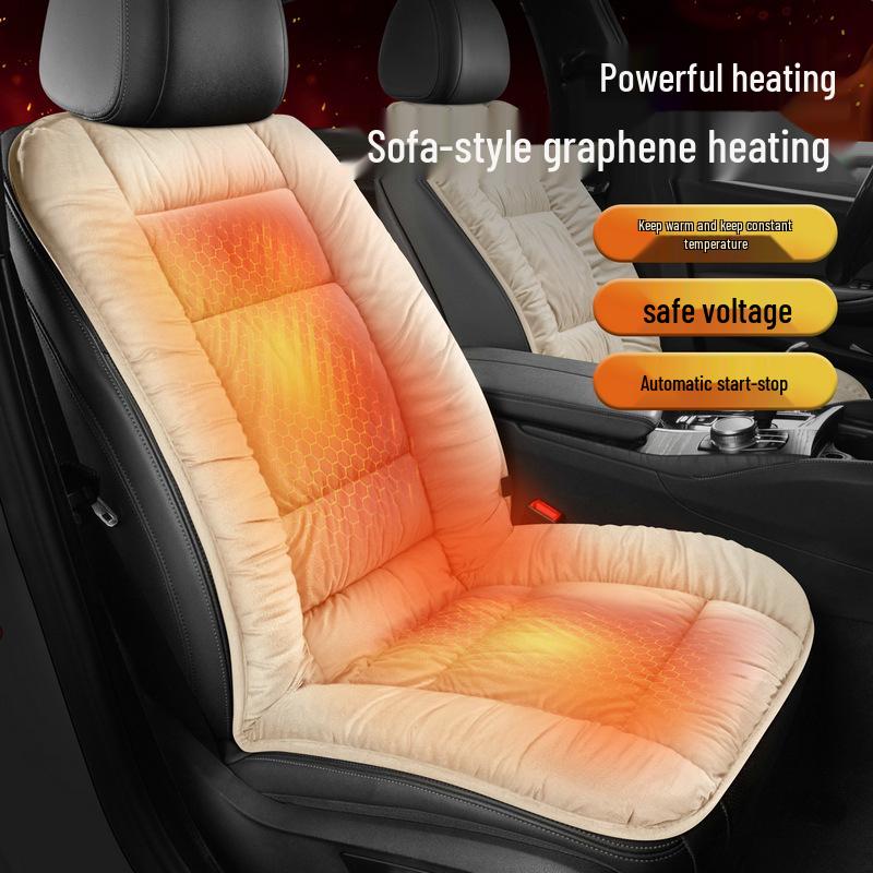 Heated Graphene Car Seat Cushion - Thick Plush Non-slip Warm Winter Backrest