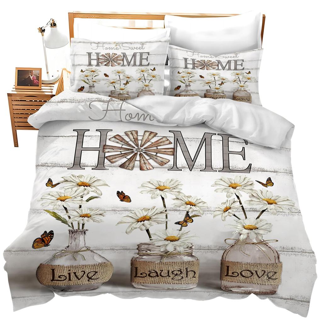 Daisy Duvet Cover Set for Kids Teens Queen Size Quilt Covers Lightweight Down Room Decor 2 Pillowcase 1 Duvet Cover No Comforter