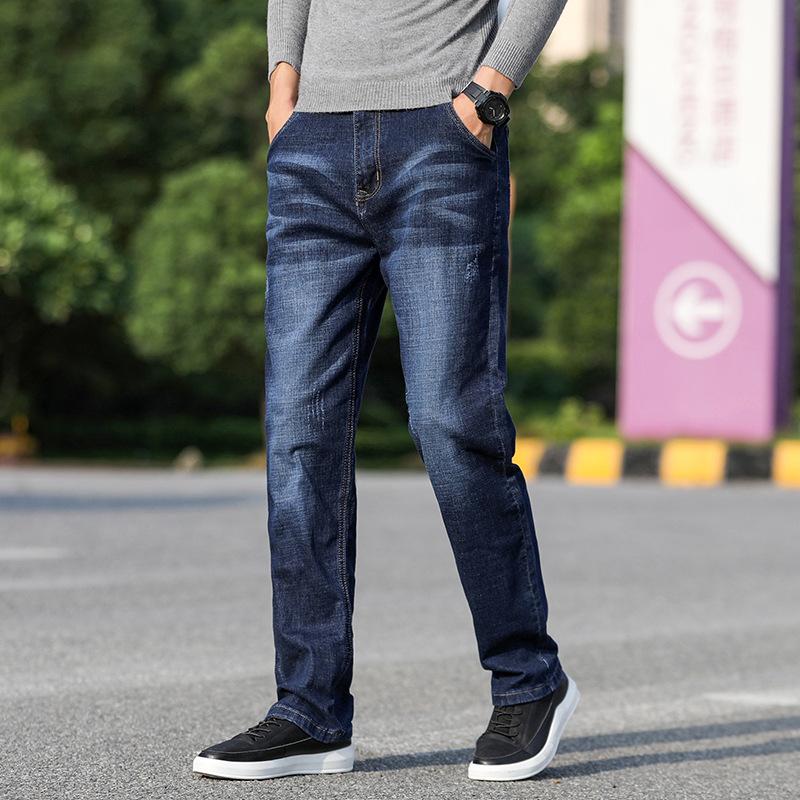 Jeans Men's Straight Leg Loose Youth Business Men's Trousers Autumn And Winter Elastic Pants Casual Straight Leg Jeans