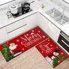 Red Christmas Anti Slip Kitchen Floor Mat, Absorbent Anti Fatigue Decorative Carpet, Indoor Home Decoration