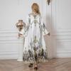 SW1003 Middle Eastern Cross-Border Muslim Women's Beaded Print Long Abaya Dress.