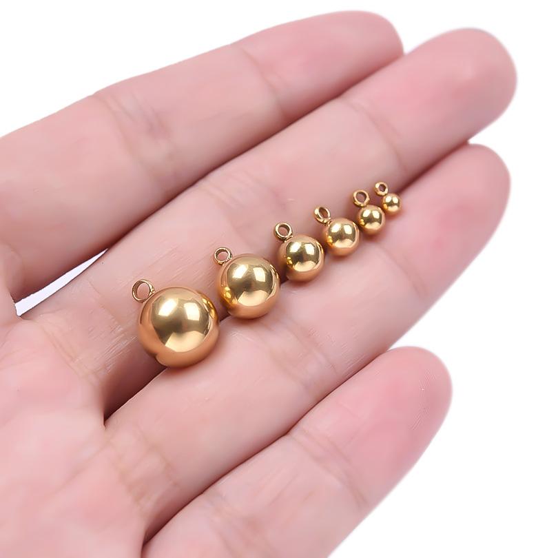 5102030Pcslot Stereoscopic Round Ball 3456810Mm Stainless Steel Charms For Jewelry Making Bulk Wholesale Smooth Pendant