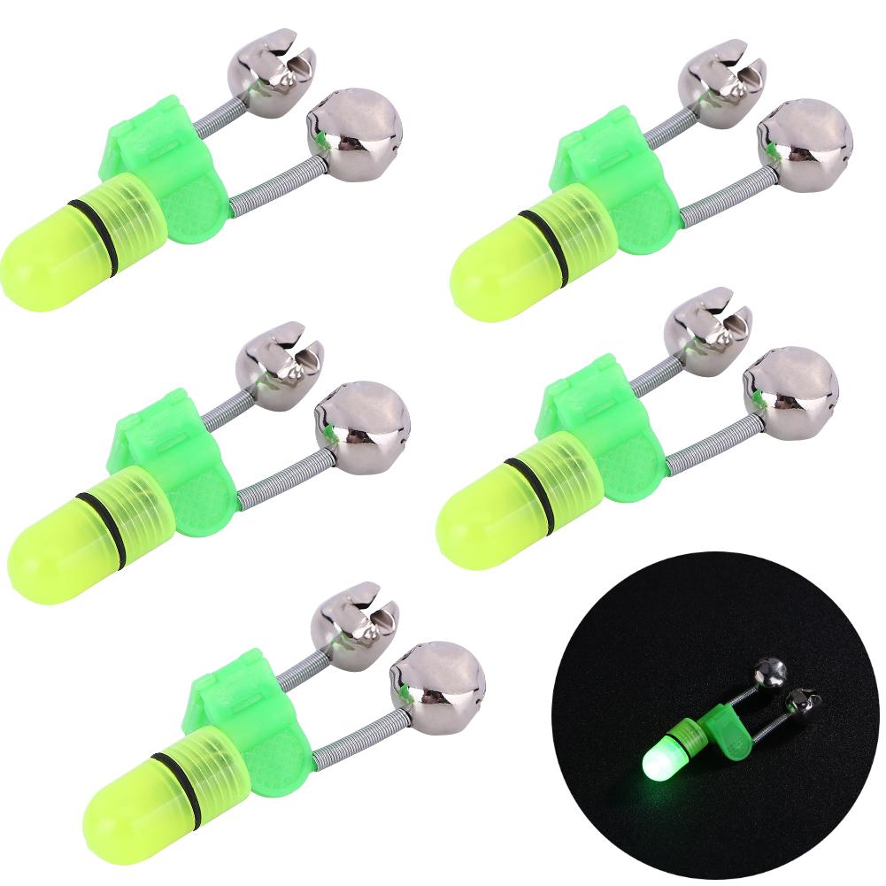 1-10pcs Night Fishing Rod Bite Bait Alarm Light with Twin Bells Ring Fishing Bite Alarm Indicator Carp Fishing Accessories