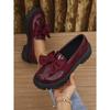 Chunky Sole 2025 British Style Korean Vintage Leather Loafers for Women Women's Slip-On Loafers with Bow Detail