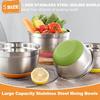5pcs Mixing Bowls, Stainless Steel Nesting Bowls with Sealed Lids, Non-Slip Bottom, 1.5/2/2.5/3.5/4QT, Suitable for Food Storage