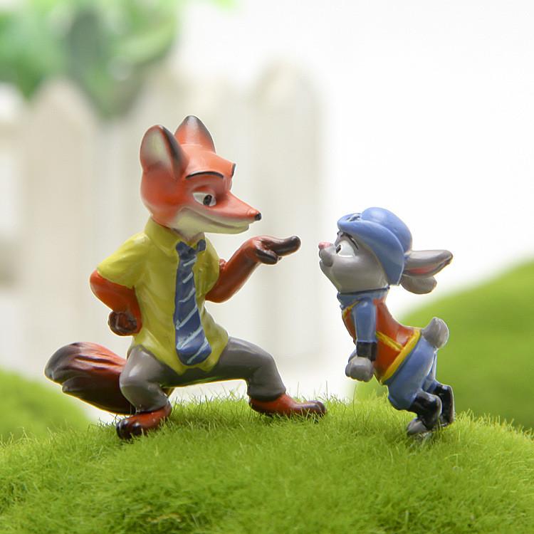 Zootopia Nick Judy Resin Figurines Mini Model Ornaments For Landscape Decoration