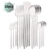20Pcs Luxury Matte Flatware Set Kitchen Stainless Steel Tableware Set Hotel Dinnerware Set Rainbow Cutlery Set Gift Korean Bowl
