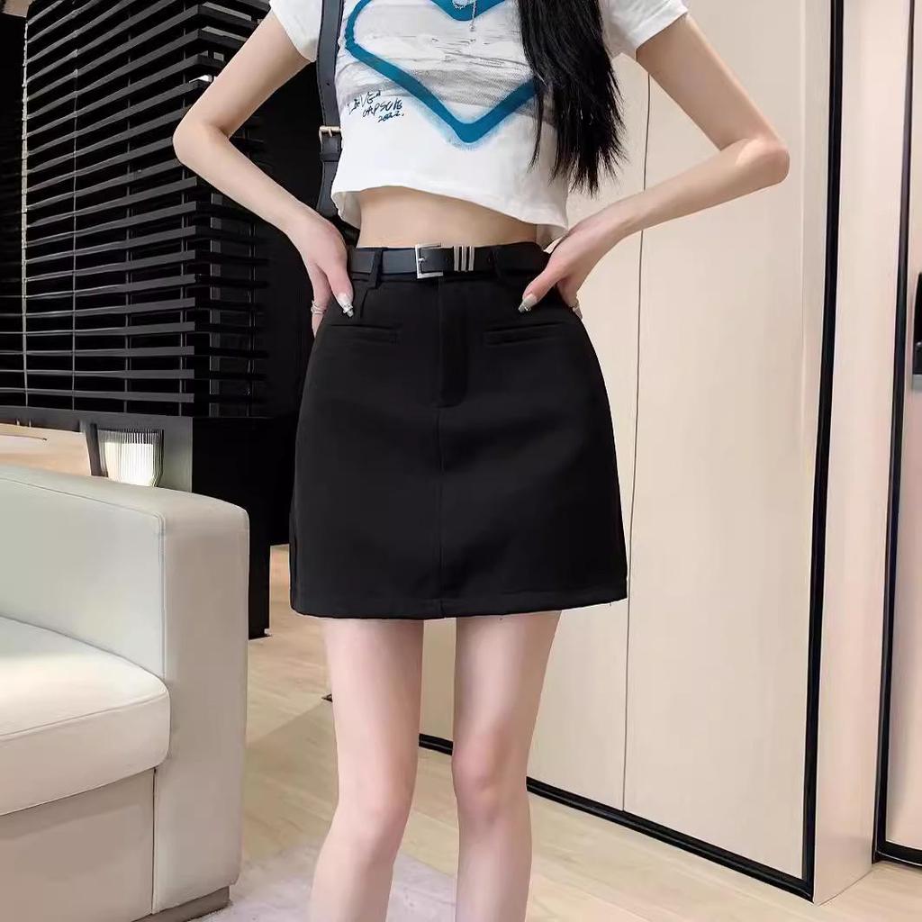 2024 New Fashion Women's Gray A-Line High Waist Summer Skirt