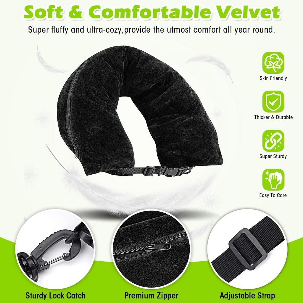 2PCS Fillable Travel Pillows with Rope U Shaped Neck Support Rest Portable Clothing Luggage Storage Pillow for Airplane