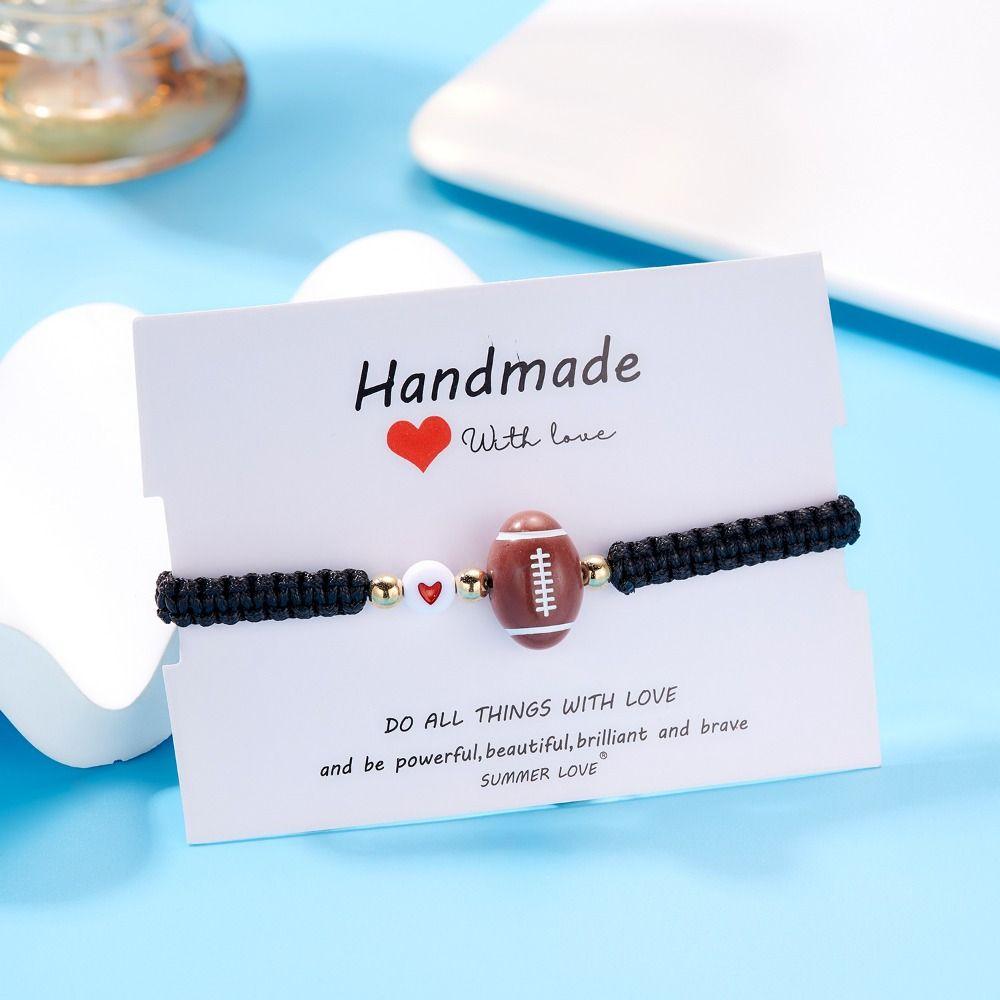 Handmade Basketball Baseball Bracelet Korean Style Rugby Bracelet Sport Style Woven Bracelet  Girls