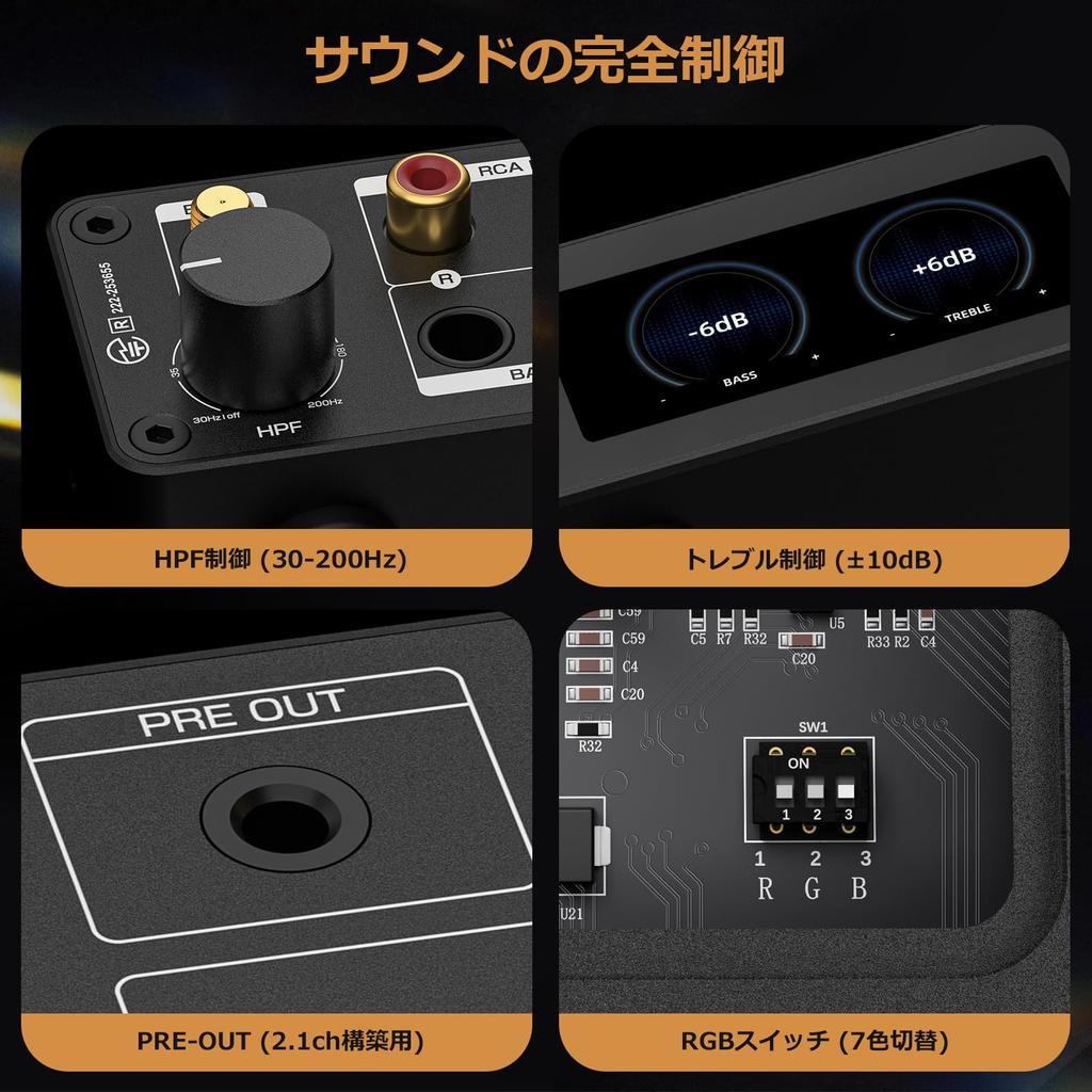 Ampapa Bluetooth HiFi 300W X2 Stereo Amplifier with BT HPF Digital VU Meter SUB TRS Balanced Input Tone Control Remote Control for Home Theater