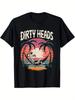 Dirty Heads Skeleton Relaxing Tropical Sunset Graphic Tee Men Women Casual Cotton T-Shirt