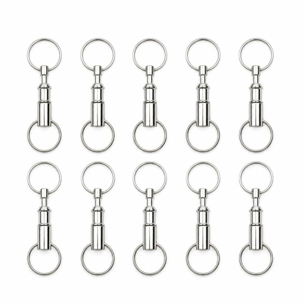 10 Pack Zinc Alloy Detachable Key Ring Silver Pull-Apart Key Chain Holder  Bags