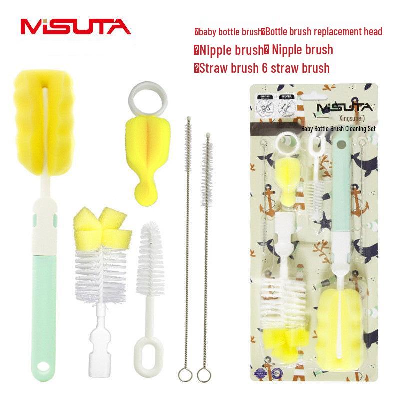 

Misuita 6-Piece Baby Bottle, Nipple, and Straw Cleaning Brush Set with Sponge