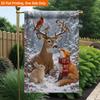 2D Flat, 2D Flat Printing Garden Flag 1pc, Wildlife In Snowy Winter Durable Single-Sided Print Yard Flag, Garden & Home Holiday Decoration, 29.97x44.9
