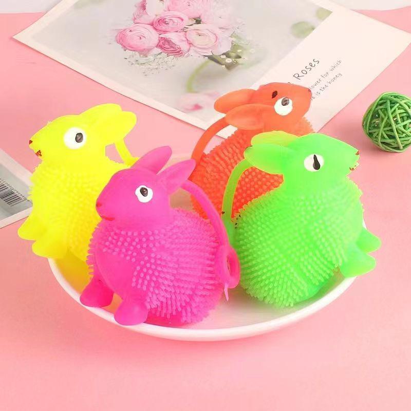 Colorful Luminous Bunny Elastic Ball Toy - Popular Children's Supply Simulation