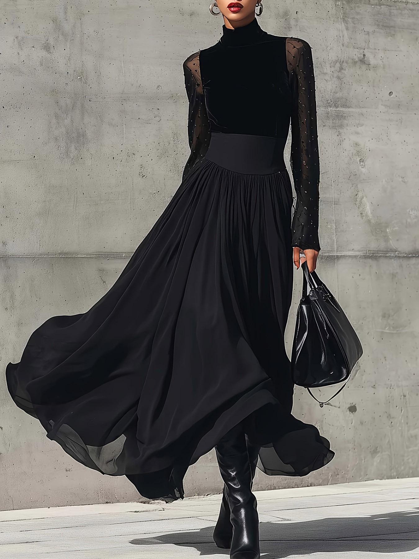 

Elegant Solid Color Women s Midi Skirt Extra Large чорний