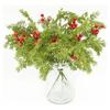 Artificial Christmas Flowers With Red Berry Stems, Fake Norfolk Garland Branches For Winter Decor, Faux Christmas Garland Tree Picks And DIY Crafts