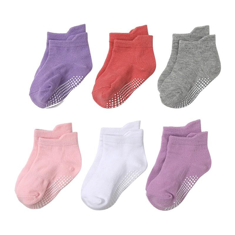 6 Paar Babysocken Rutschfest Einfarbig Neugeborene Kleinkinder Socken Babykleidung Accessoires 1-3 Jahre alt