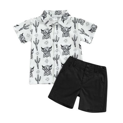 Set de îmbrăcăminte pentru domn pentru copii mici, băieți, cămașă cu nasturi, pantaloni scurți, ținute de vară cu mânecă scurtă