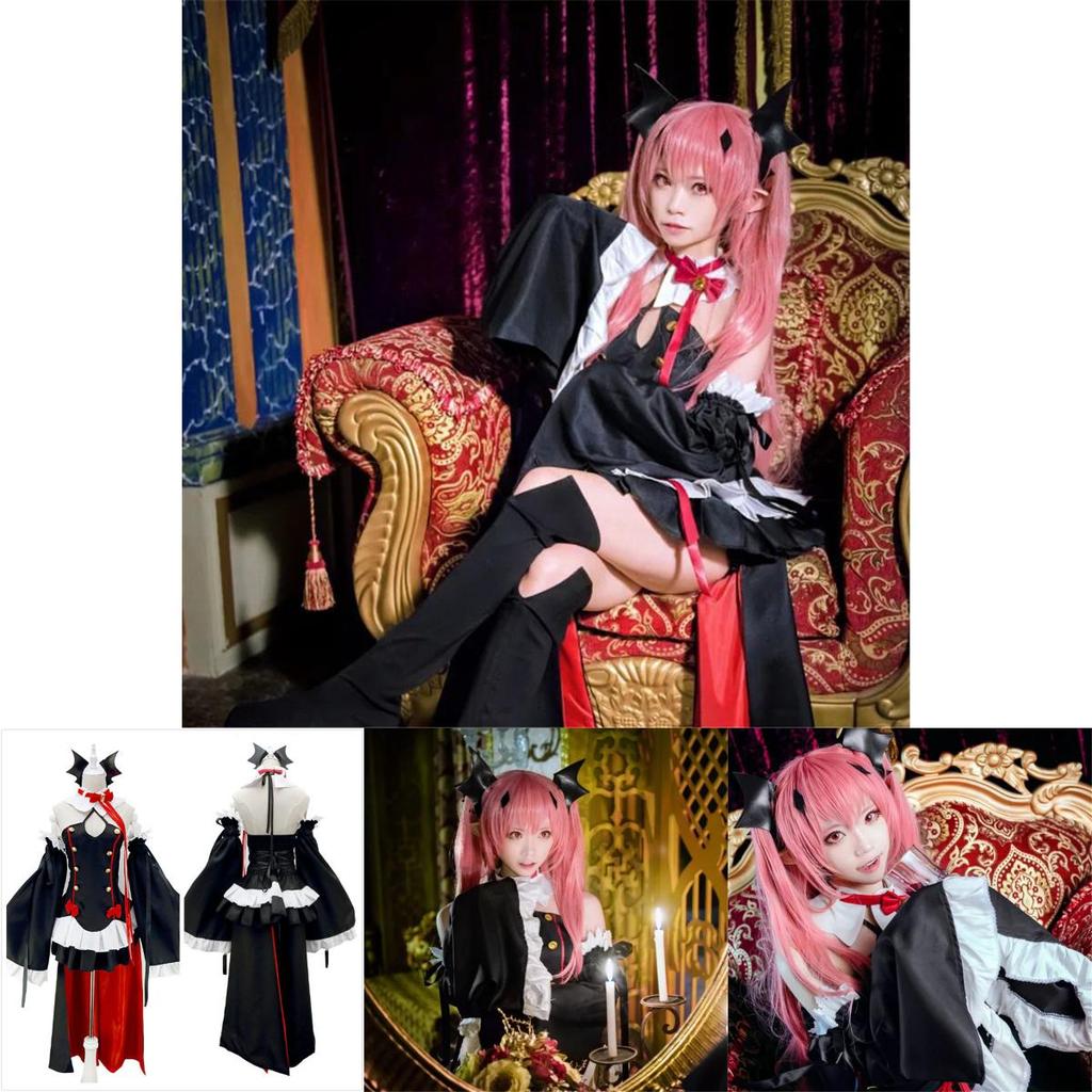 Елегантна сукня для косплею вампіра Крул Тепеш з аніме «Сераф кінця» чорного кольору