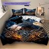 3pcs Wolf Armor Bedding Set Down Comforter Cover and Pillowcases, Suitable for Guest Room Home Decoration All Seasons(No Insert) S0819066