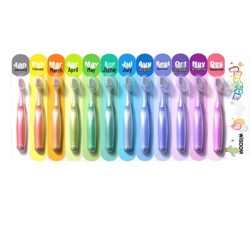 WISDOM Kids Cartoon Monthly Soft Toothbrush 12-Pack