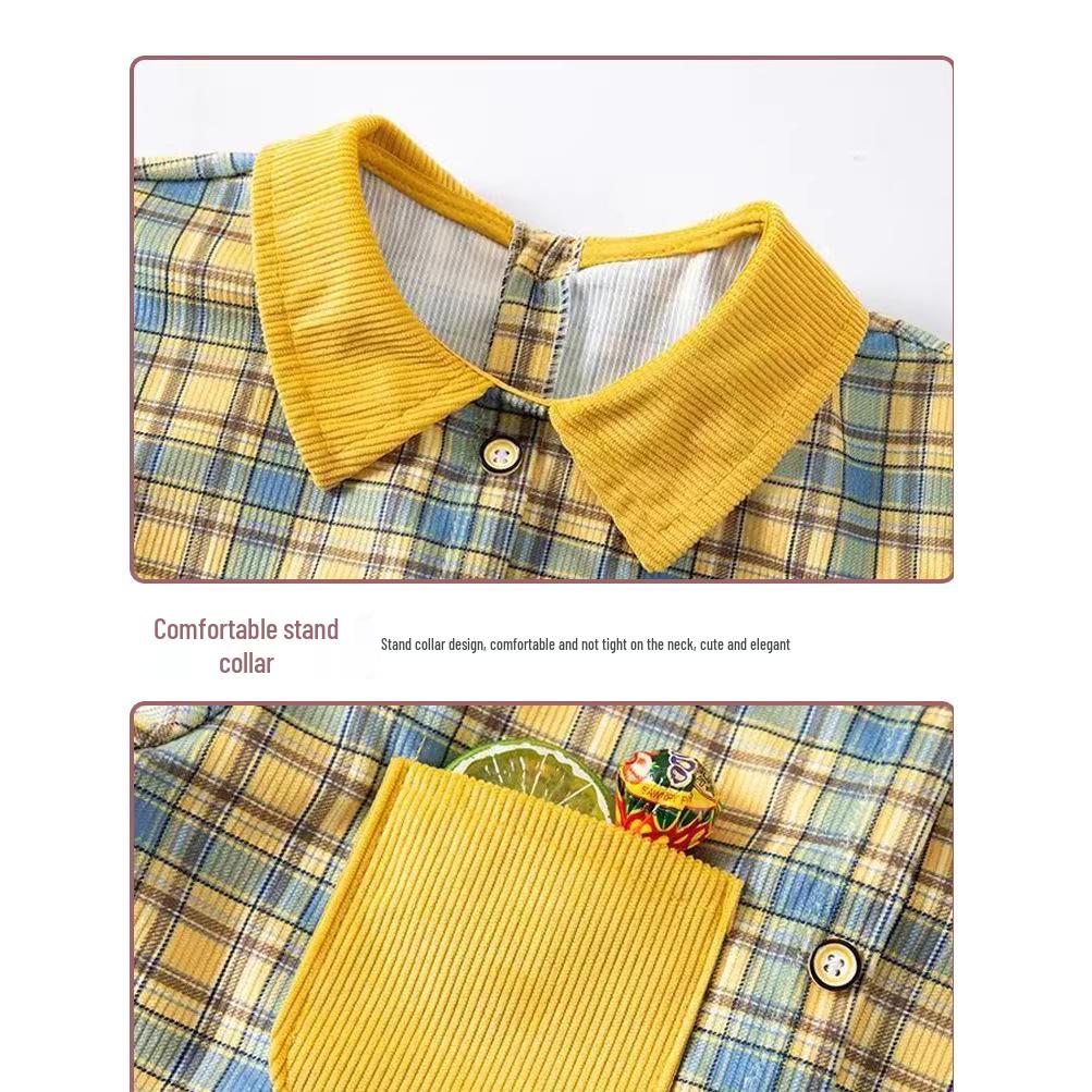 Autumn/Winter Waterproof Coveralls for Babies - Children's Crystal Velvet Stain-Resistant Plaid Bib Shirt & Outerwear