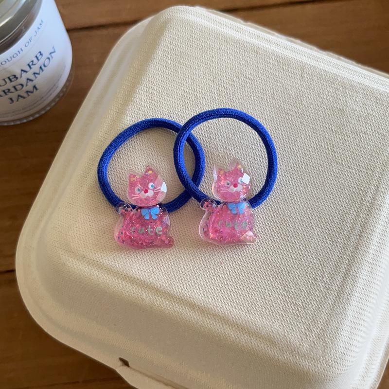 

2 шт. Милые цветные резинки для волос в виде кошки для девочек, аксессуары для волос принцессы, детские резинки для волос, головные уборы для малышей розы красного