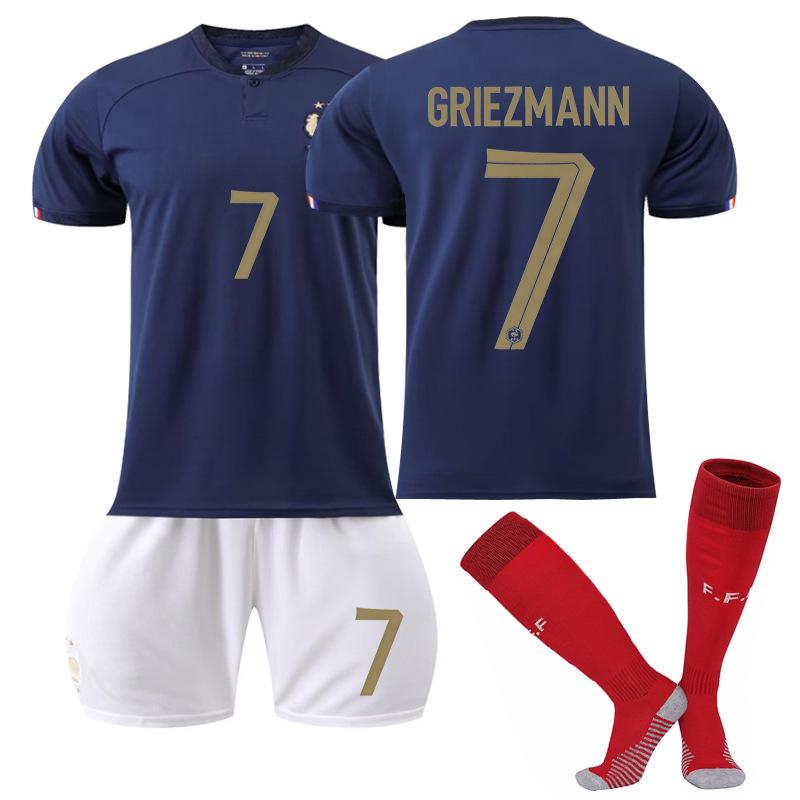 French national team home jersey number Mbappe Griezmann adult football jersey suit men's