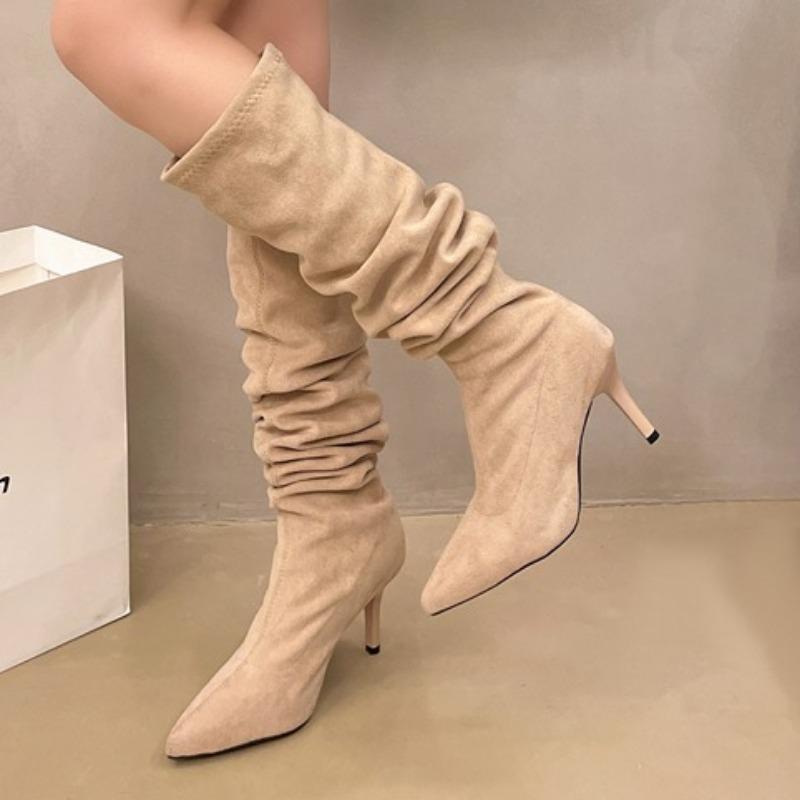 Fashion 2025 Autumn Women's Boots Knee High Chelsea Designer Shoes Sexy Elegant Moccasin Vintage Fashion Trend Large Size High Heels