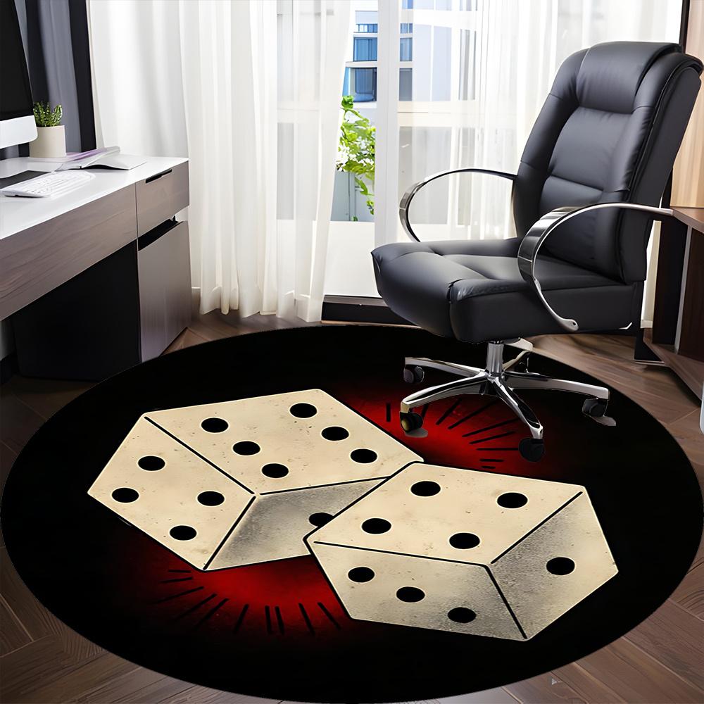 1pc Dice Game Office Round Area Rug, Indoor Mat Suitable ForOffice, Under Office Chairs Bedroom Living Room Home Decor, Room Decot211