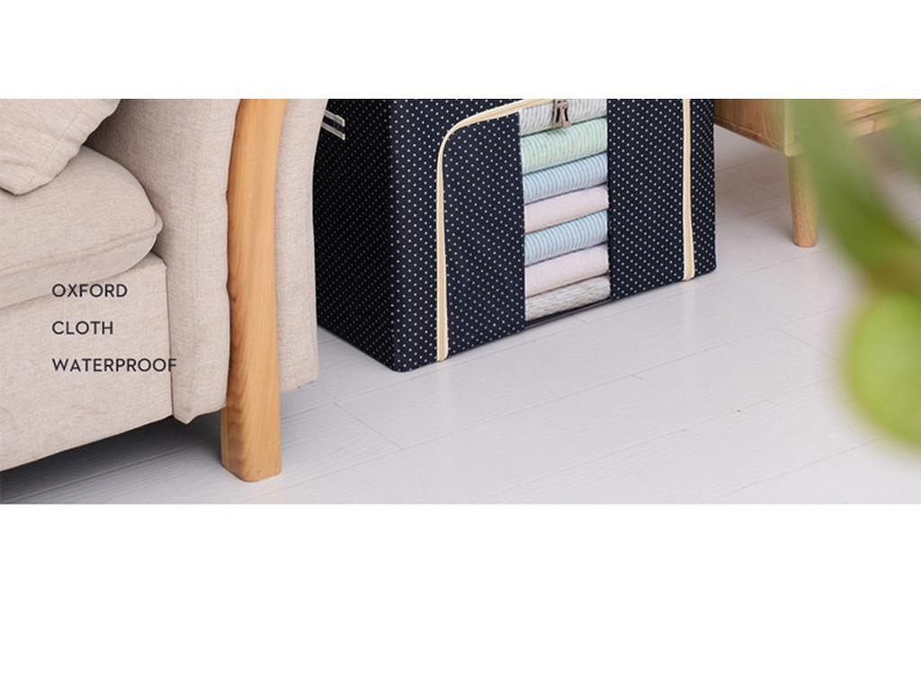 Wasserdichte Aufbewahrungsbox aus Oxford-Gewebe mit Stahlrahmen und transparentem Falt-Design für Kleiderschrank, Auto oder Aufbewahrung von Bettdecken.