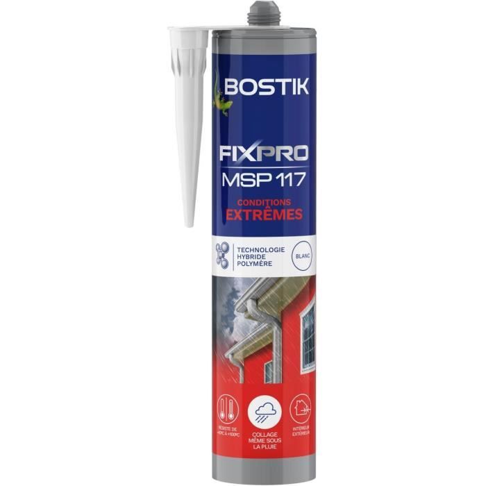 Mastic colle - BOSTIK - Fixpro MSP 117 - Conditions extrêmes - Intérieur/extérieur - Blanc - Cartouche 290 ml