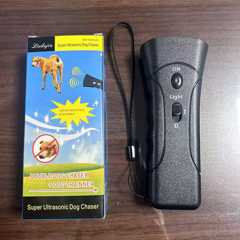Ultrasonic Dog Repeller LED Flashlight Pet Chaser Training Equipment Double Head Anti Barking Device Dog Supplies German Shepher