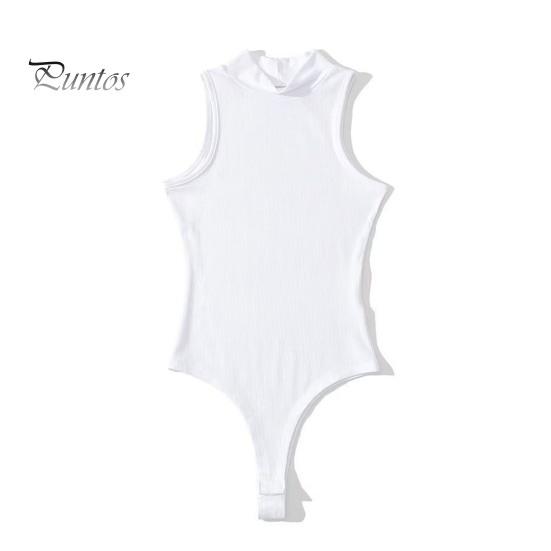 

Женское сексуальное боди без рукавов, полуводолазка, боди, летний облегающий цельный жилет, однотонная рубашка, комбинезон L белый
