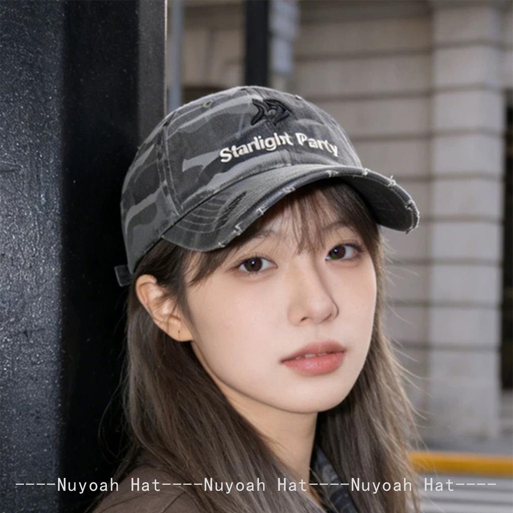 And Women American Vintage Camouflage Embroidered Letter Prints Baseball Caps Sun Protection Street Style All-Match Hip-Hop Peaked Hats Fashion