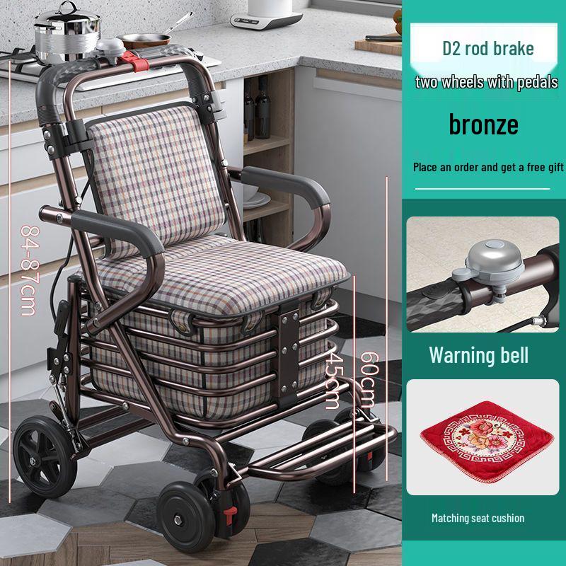 Leide Zhu Foldable Mobility Handcart: Sit & Push Shopping Trolley for Elderly