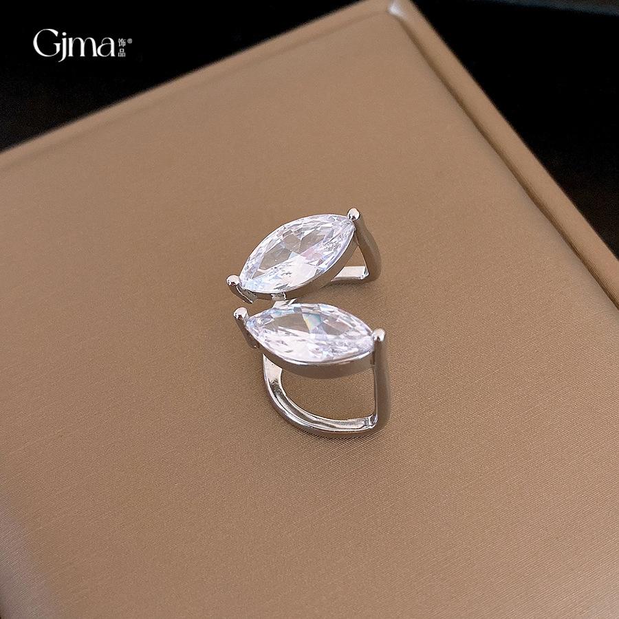 Cold wind geometric leaves zircon earclips personality temperament no earrings earrings women
