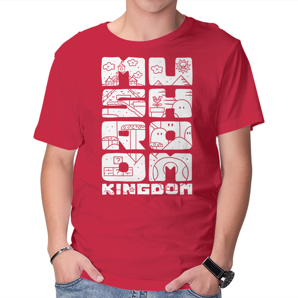 Unisex Crew Neck T-Shirt A Mushroom Kingdom Graphic Short Sleeve Casual Tee XXXL